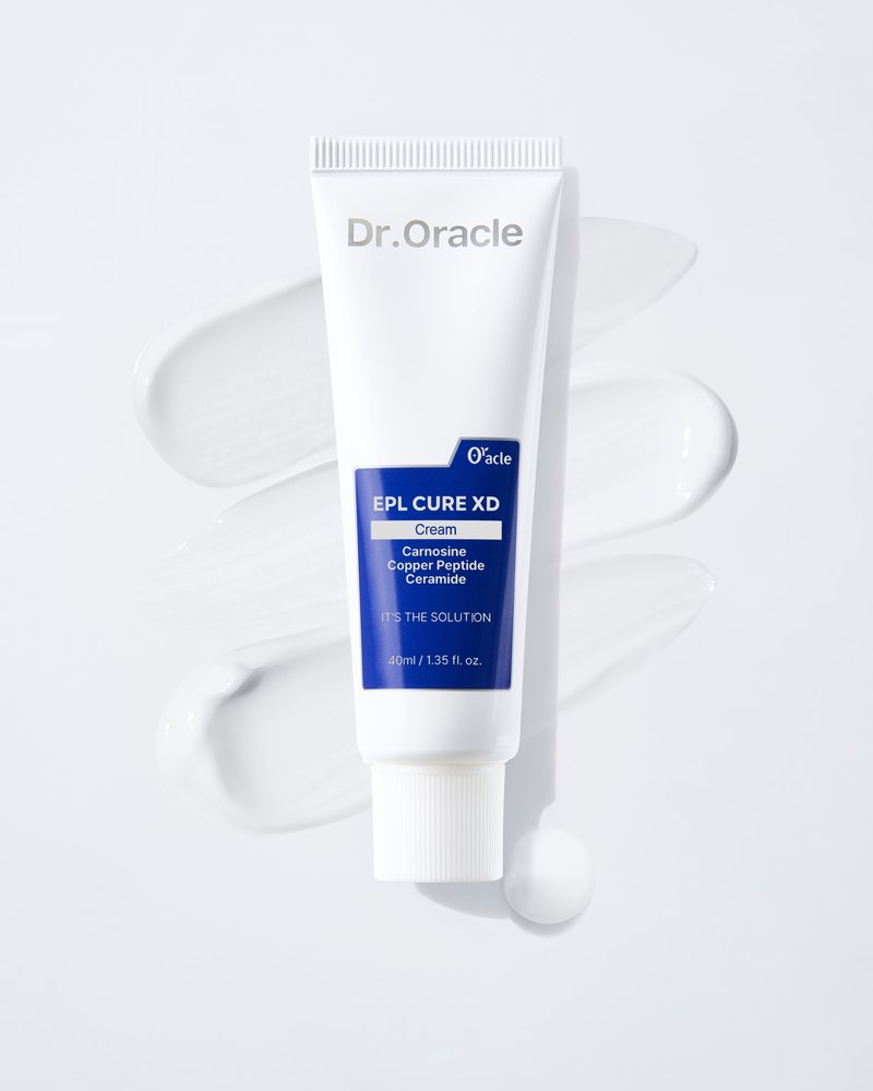 Copper Peptide EPL Cream tube on a cream swatch