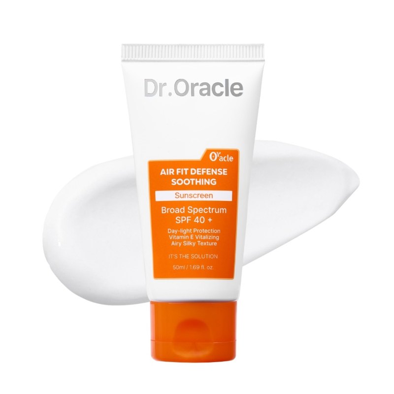 Feels Like Skincare OTC Sunscreen tube on a white texture swatch